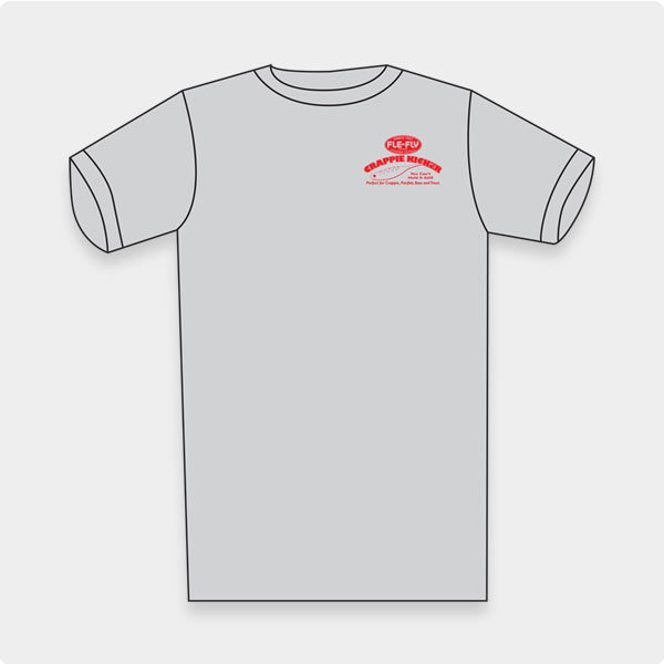 Crappie Kicker T-shirt Grey with Red Logo