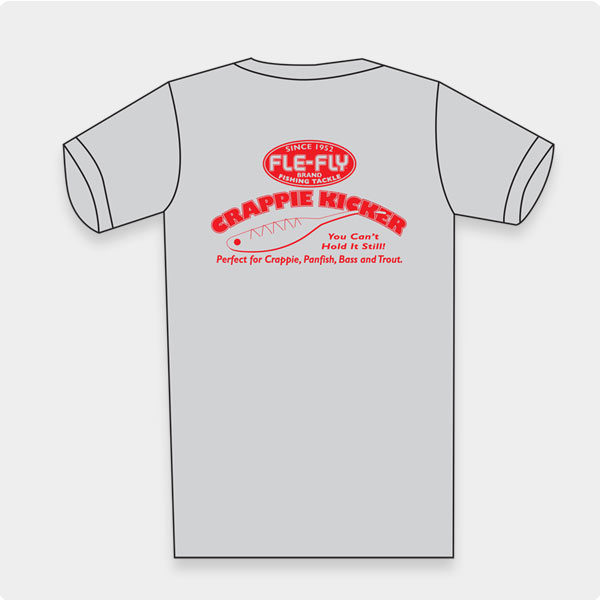 Crappie Kicker T-shirt Grey with Red Logo